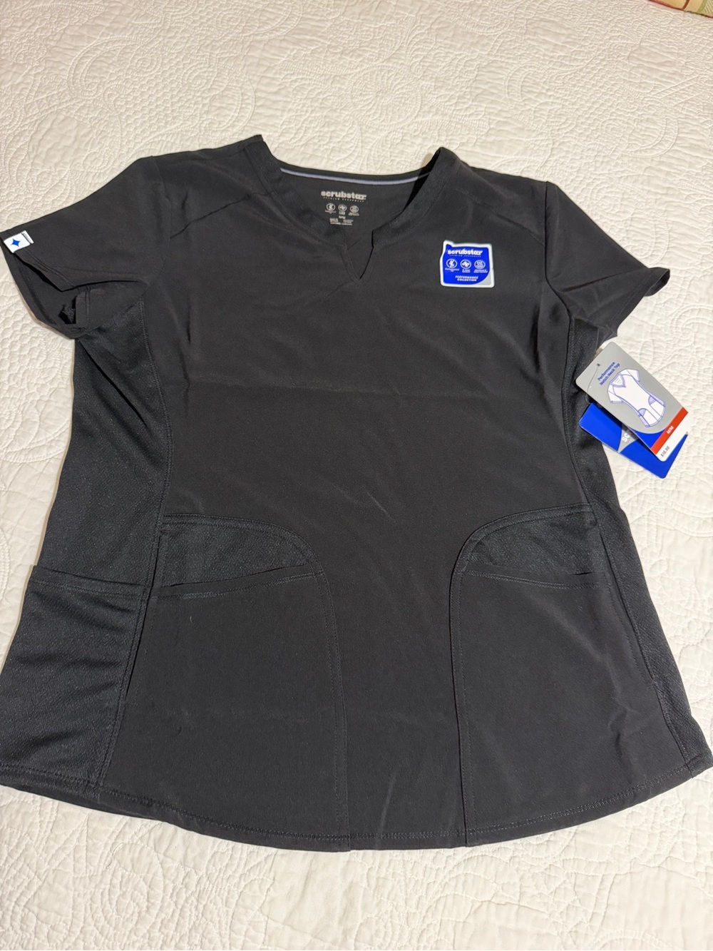 Scrubstar Black Women's V-Neck Performance Scrub Top